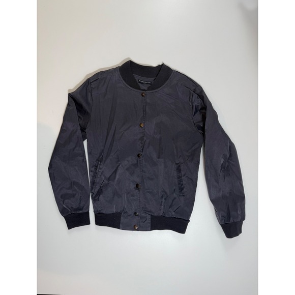Brandy Melville Bomber Jacket Black Snap Button Up Long Sleeve One Size - Picture 1 of 5